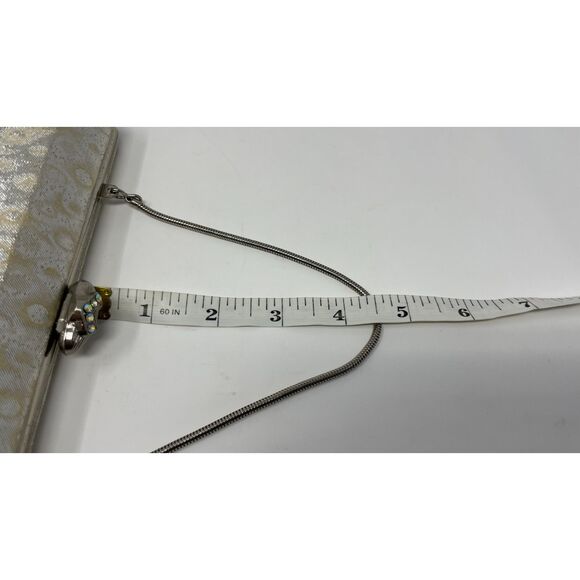 Vintage 50s Silver Small Patterned Glam Purse Rhinestone buckle - Picture 11 of 13